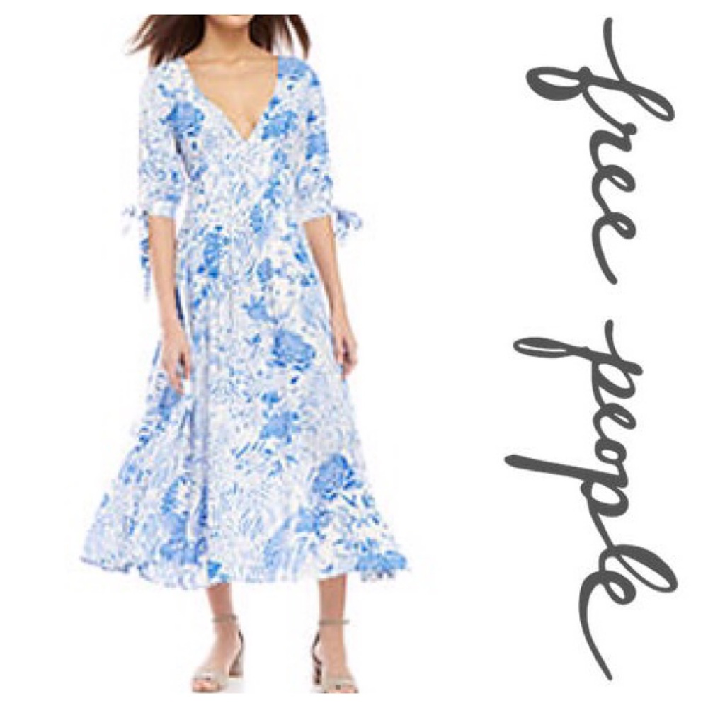Free People Forever Always Printed Tie-Cuff Dress - Picture 2 of 8